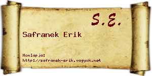 Safranek Erik névjegykártya